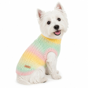 Custom Pastel Rainbow Ombre Cable Knit Dog Sweater