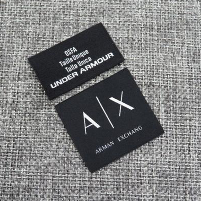 Black woven brand labels for pet clothing