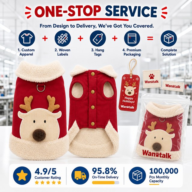 Custom 3D Reindeer Sherpa Fleece Pet Vest with D-Ring