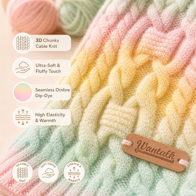 Custom Pastel Rainbow Ombre Cable Knit Dog Sweater